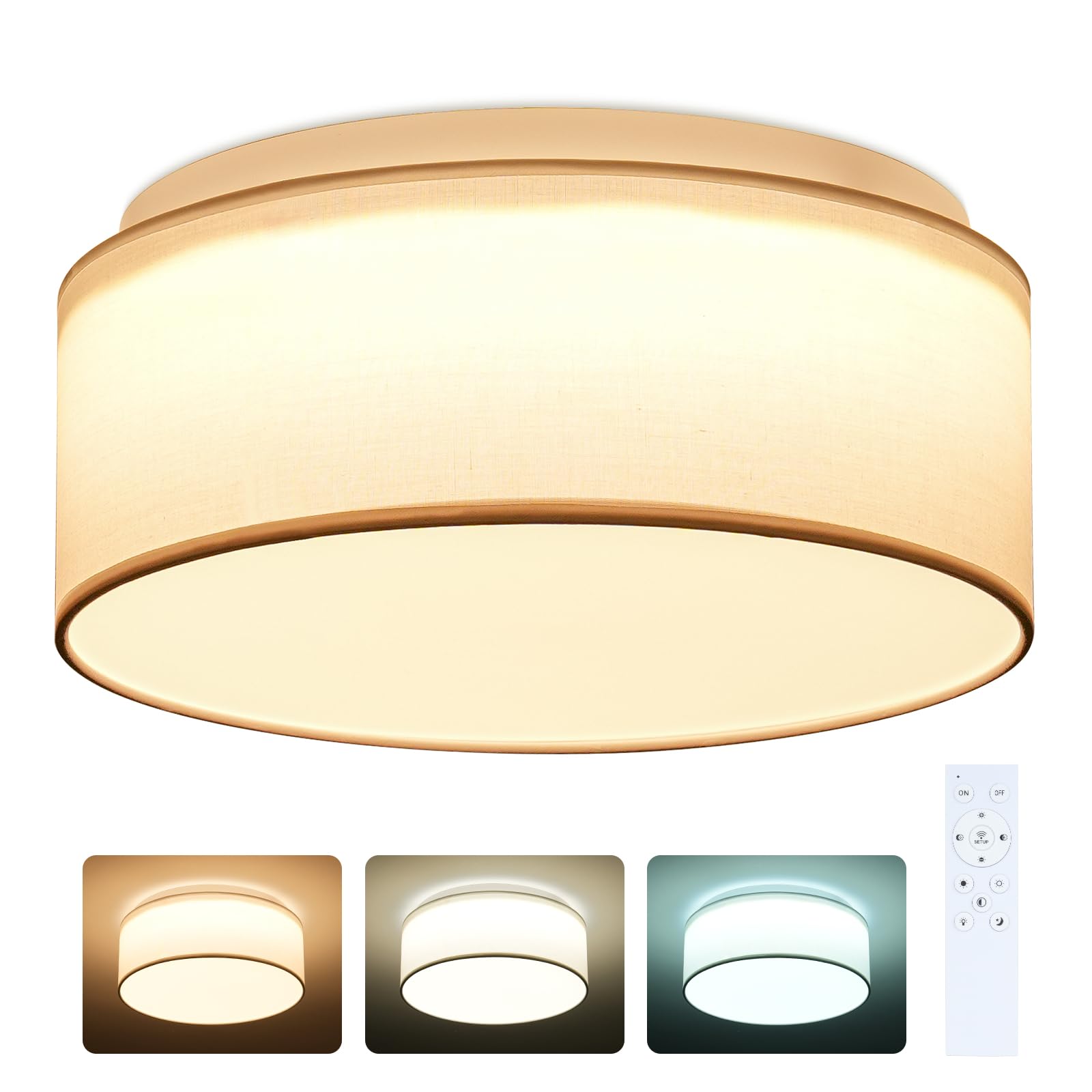 FRIDEKO HOME LED Ceiling Lights,Fabric Light Fittings Ceilings,32CM