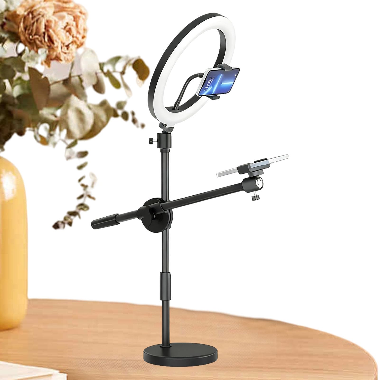 Anello Luminoso Per Selfie Con Supporto - Interfaccia Universale 1/4 | Treppiede Per Montaggio Sopra La Telecamera, Braccio Articolato | Illuminazione Video A LED Insegnamento Virtual Fotografia D