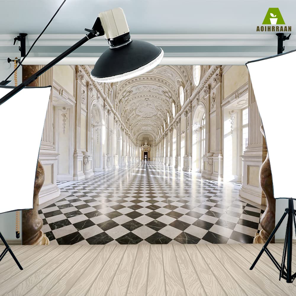 Aoihrraan 3 x 2,5 m luksusowy pałacowy tło retro zamek korytarz marmurowa podłoga europejska willa wnętrze fotografia tło ślub wieczór panieński przyjęcie urodzinowe portret fotografia studio rekwizyty