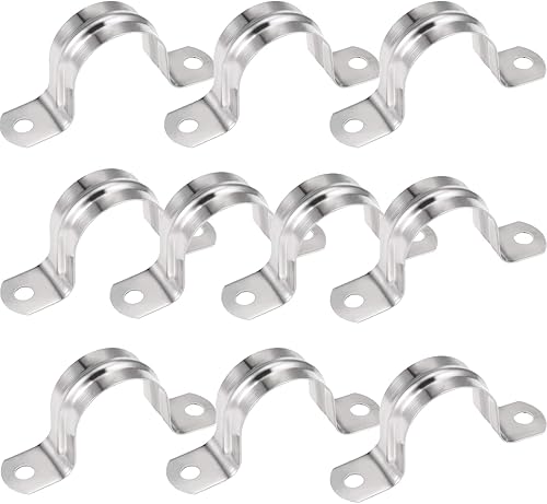 Miniatura 9 de AKIHISA 4 Uds 2 Agujero U Tubo Correa Abrazadera 304 Acero Inoxidable Rígido Correa Abrazadera ID 3 1/7 Pulgadas (3.150 in)