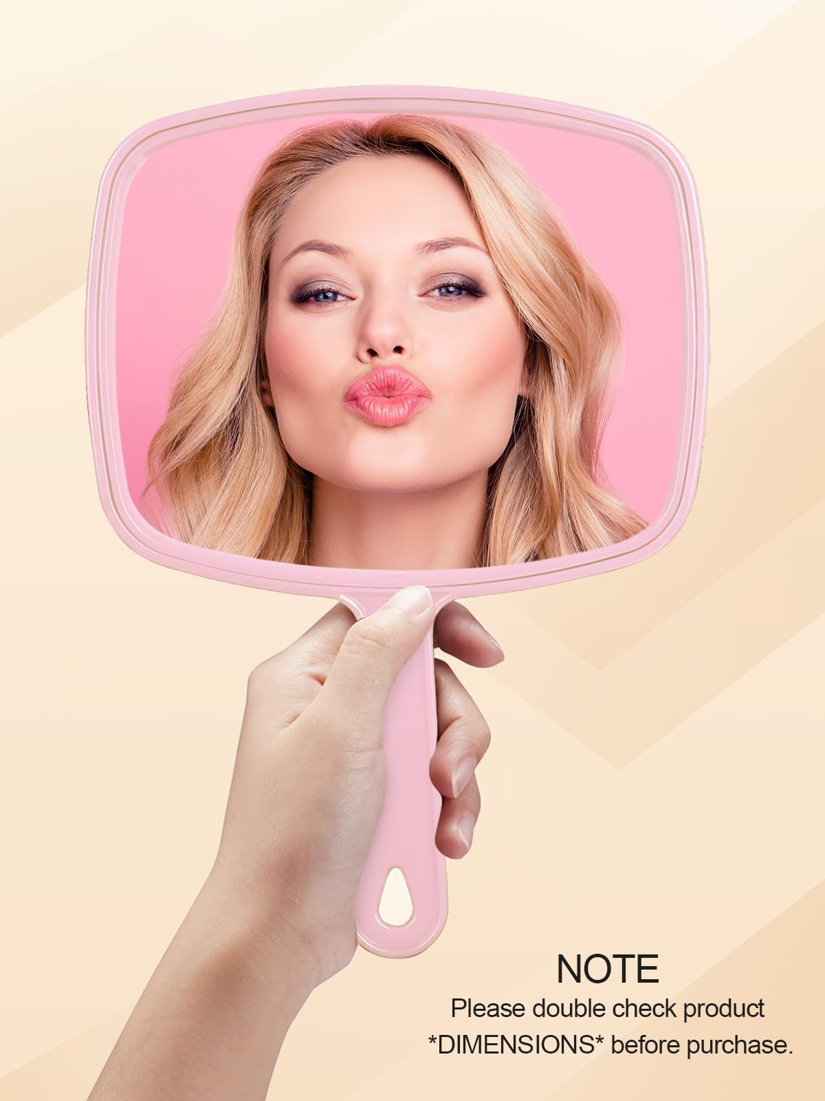 Pink Hand Mirror - Clear Reflection, Easy Hanging -3