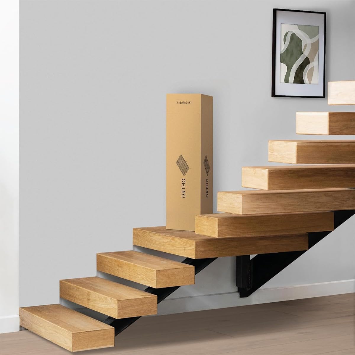 Mon Mobilier Design Ortho Sommier en Acier à Lattes avec Bande stabilisatrice Blanc 180x200 cm avec Pieds