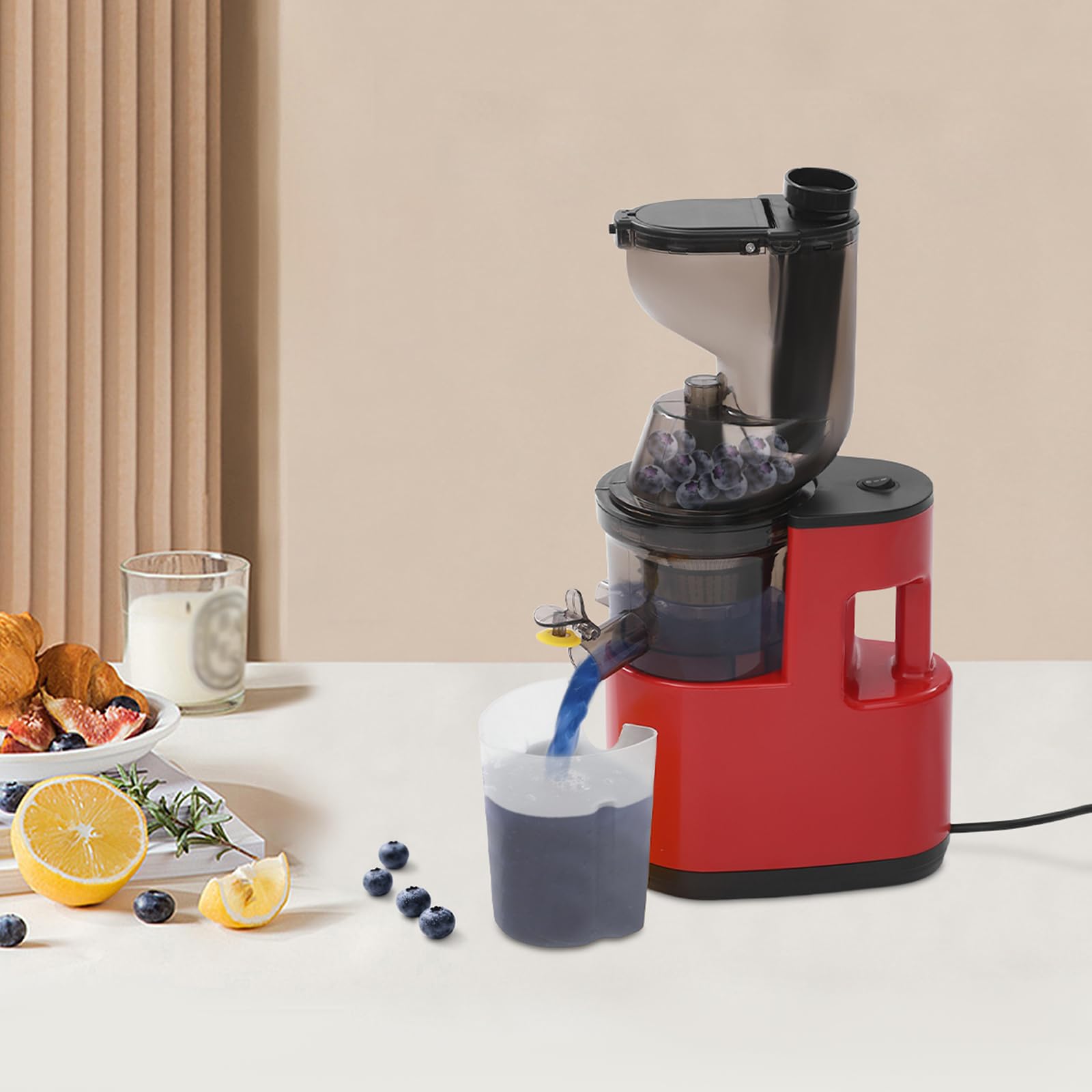 Exprimidor eléctrico Slow Juicer, 500 W, exprimidor eléctrico para verduras y frutas, silencioso, con sistema antigoteo, ideal para una alimentación saludable