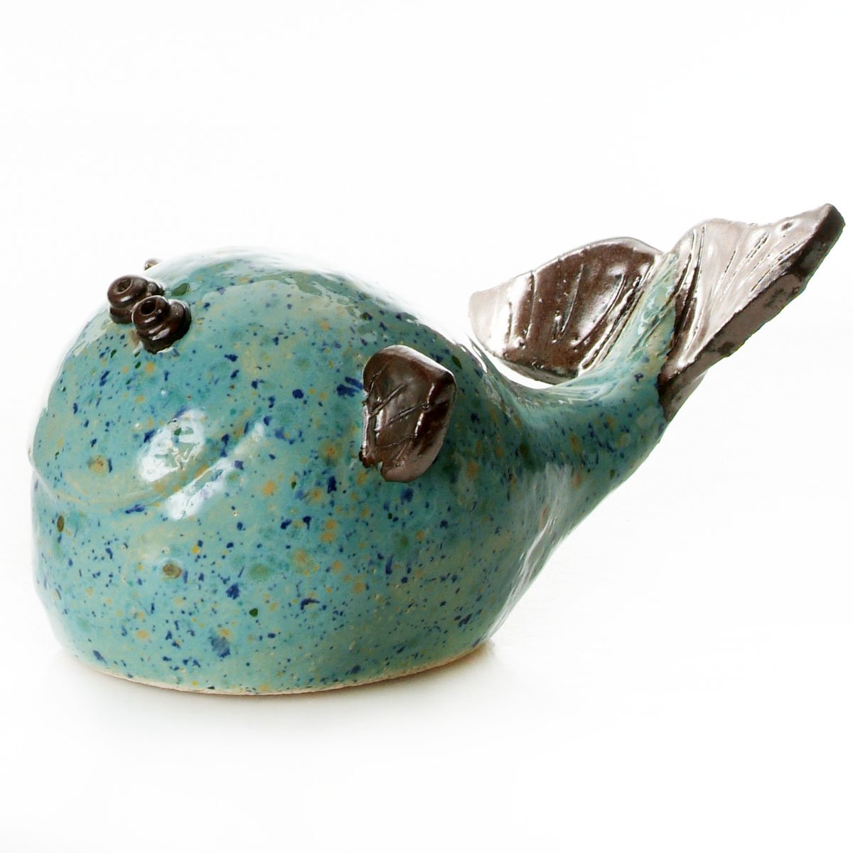 Enigma Teal With Mint Beautifully Made Whale Ceramic Ornament Happy And Fun Loving Whale (Teal With Mint)