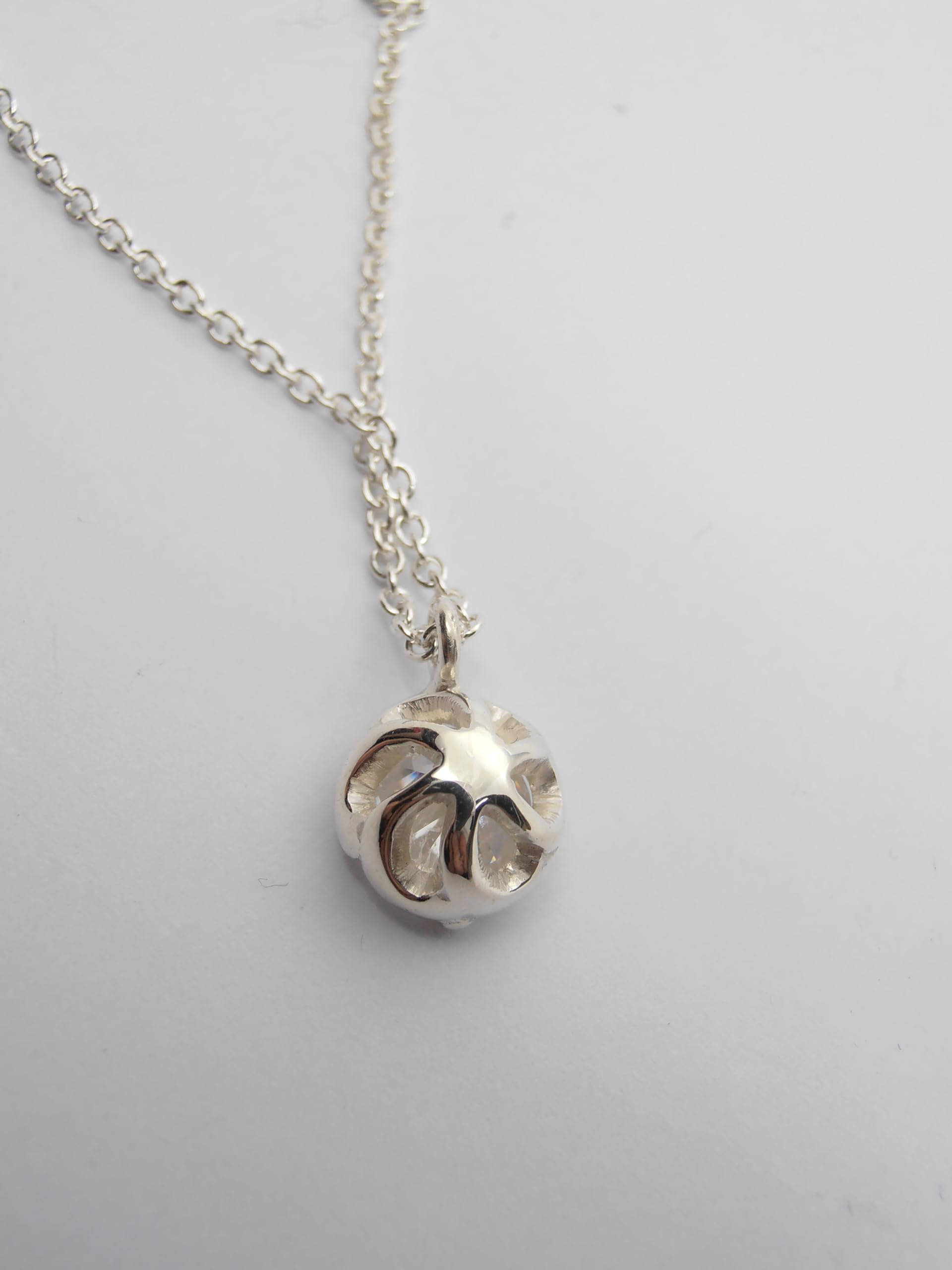 Punto Luce : Girocollo e Ciondolo in Argento 925 con Zircone taglio Brillante - Pendente - Catenina - Collana Pietra Semi-Preziosa