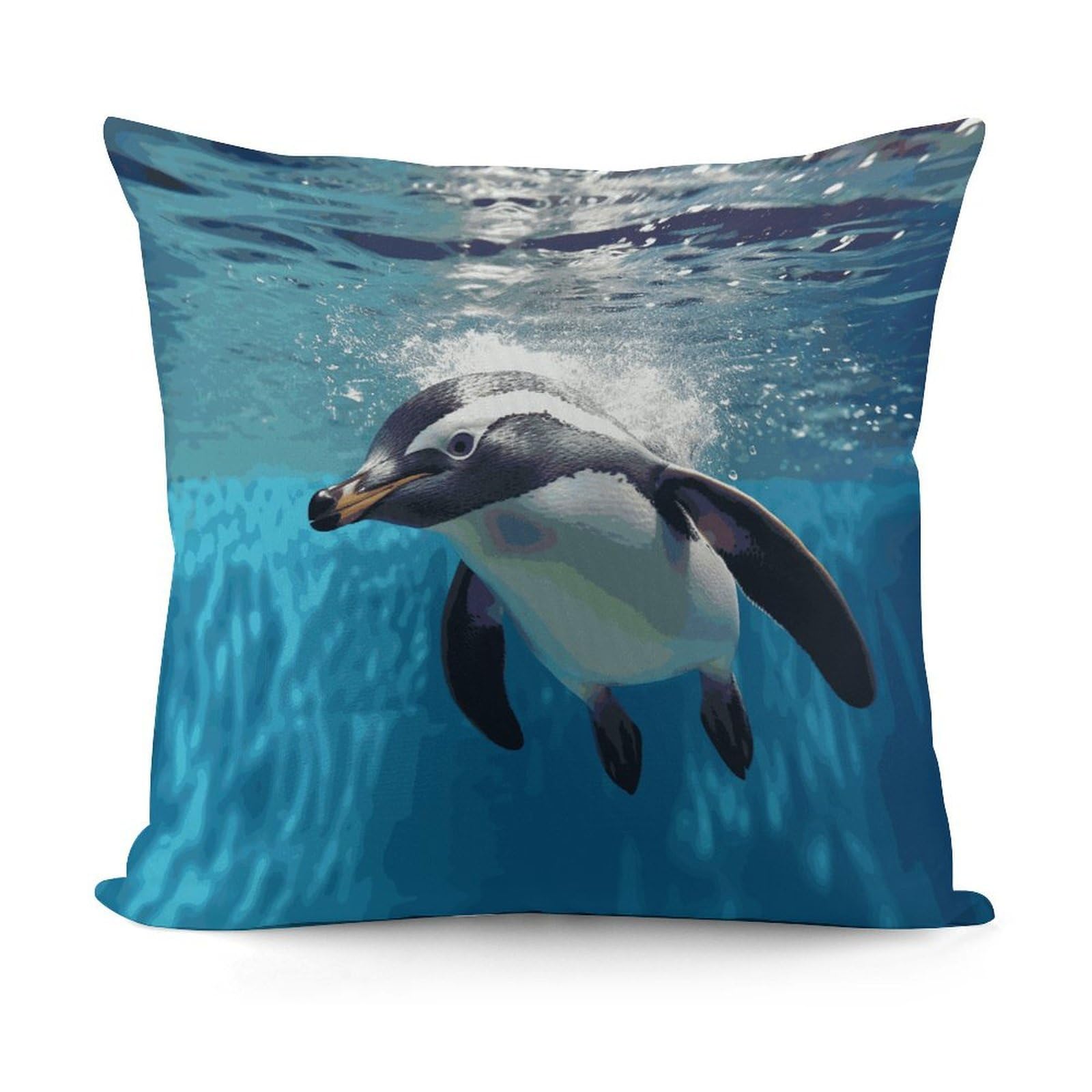VstaDank Swimming Penguin Throw Pillow Covers 18x18 Inch Soft Couch Home Decor Cushion Cover Comfortable Plush Square Cushion Case Farmhouse Decorative Pillowcase for Living Couch