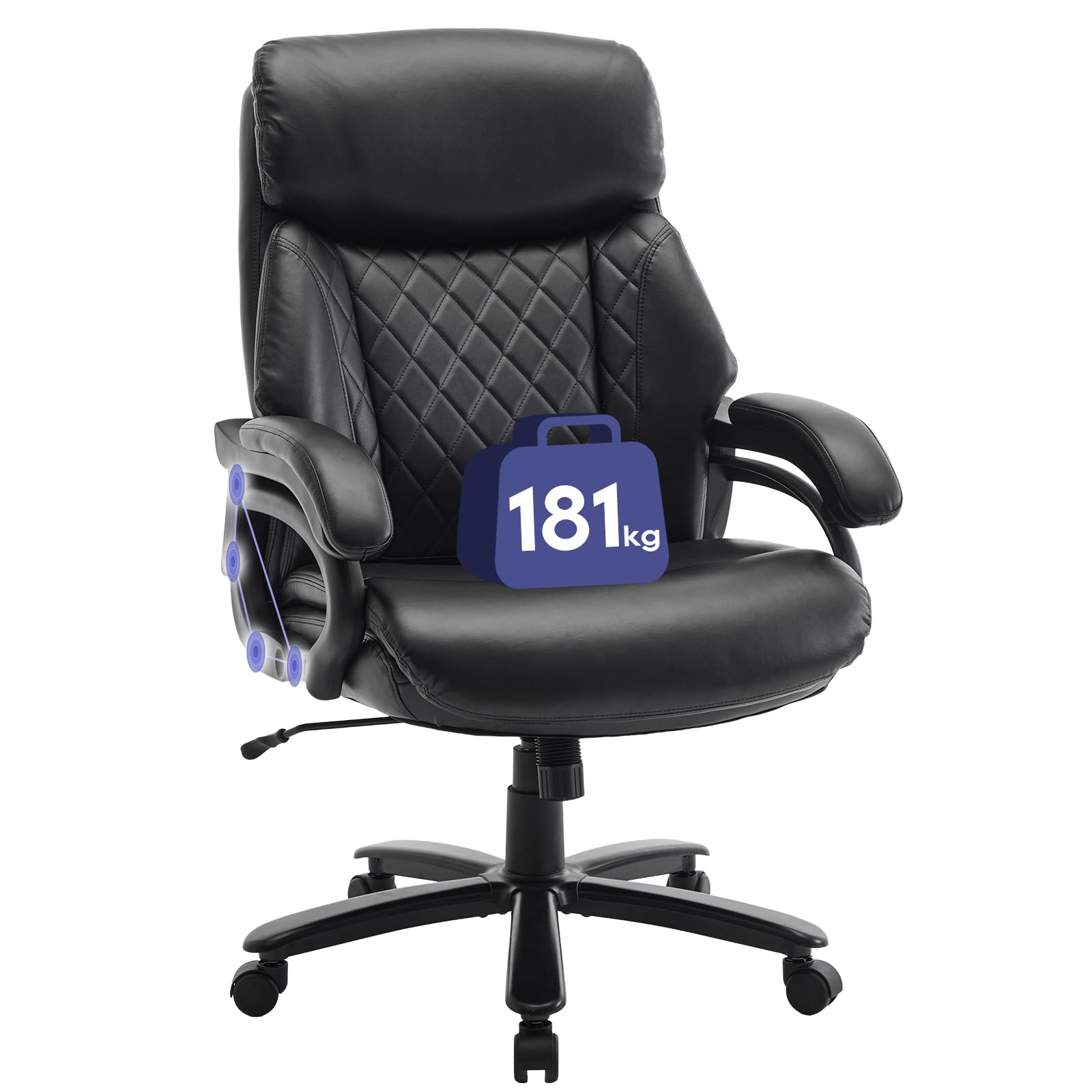 COLAMY Big and Tall Office Chair 400lbs, PU Leather Executive Office Chair for Heavy People, Extral Wide Adjustable Innerspring Desk Chair for Home Office with Padded Armrests