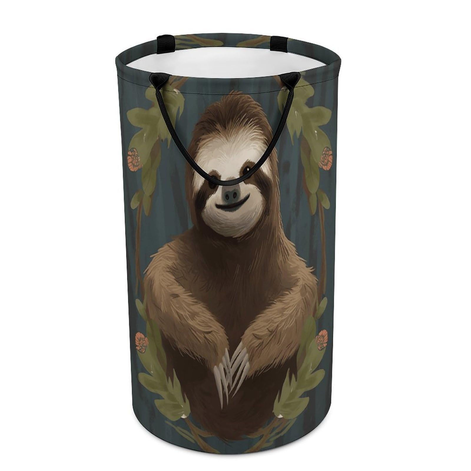 Sloth Laundry Hamper Waterproof Polyester Laundry Baskets Collapsible Dirty Clothes Storage Basket Clothes Hampers with Sturdy Handles for Travel Bedroom