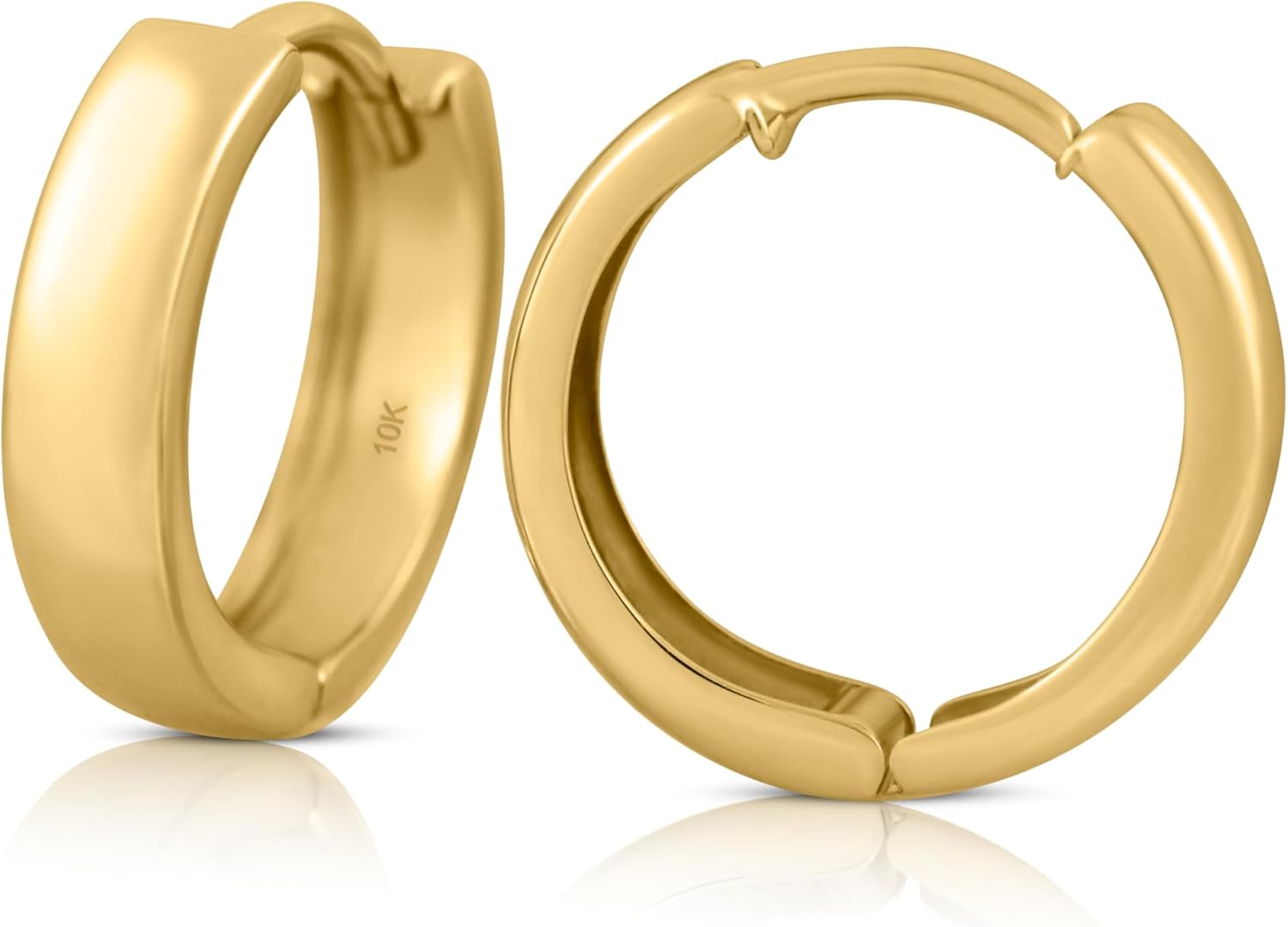10K Solid Gold Huggie Hoop Earrings, Minimalist Real Gold Hoop Earrings, Simple Everyday Huggie Hoops - Serena Sparkles
