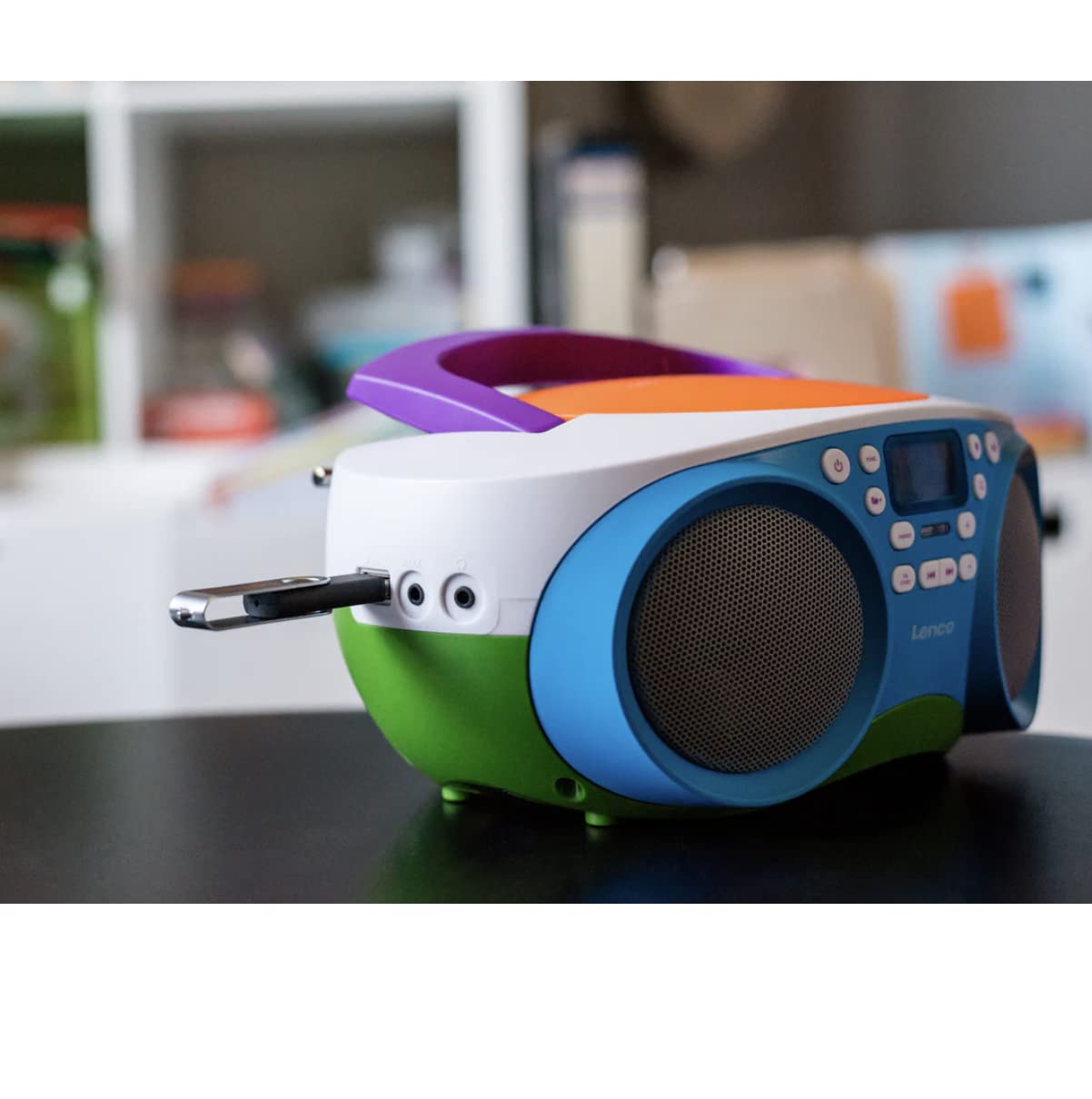 Lenco SCD-41 - Lecteur CD pour enfants - Radio CD - Chaîne stéréo - Boombox - Radio FM - Port USB - MP3 - Puissance 2 x 1 W RMS - Alimentation secteur et piles - Multicolore