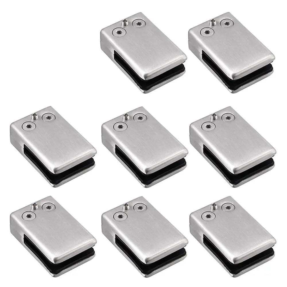 Udhsnjzg One Color Glass Clamps 8 Pieces Glass Clamps 8-10Mm Stainless Steel Adjustable Bracket For Balustrade Staircase Handrail(L-8Pcs)