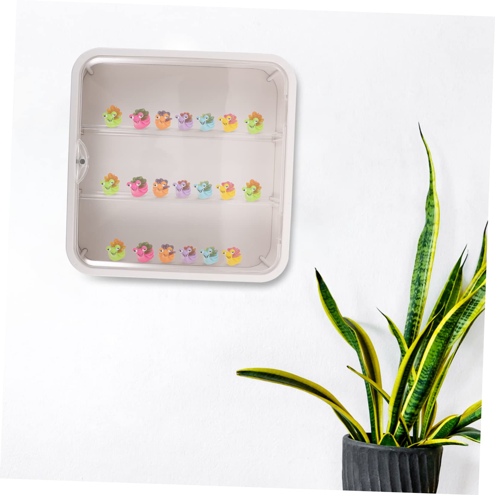 Vitrina para Figuras de Colección de Plástico Color Marfil Montaje Mural