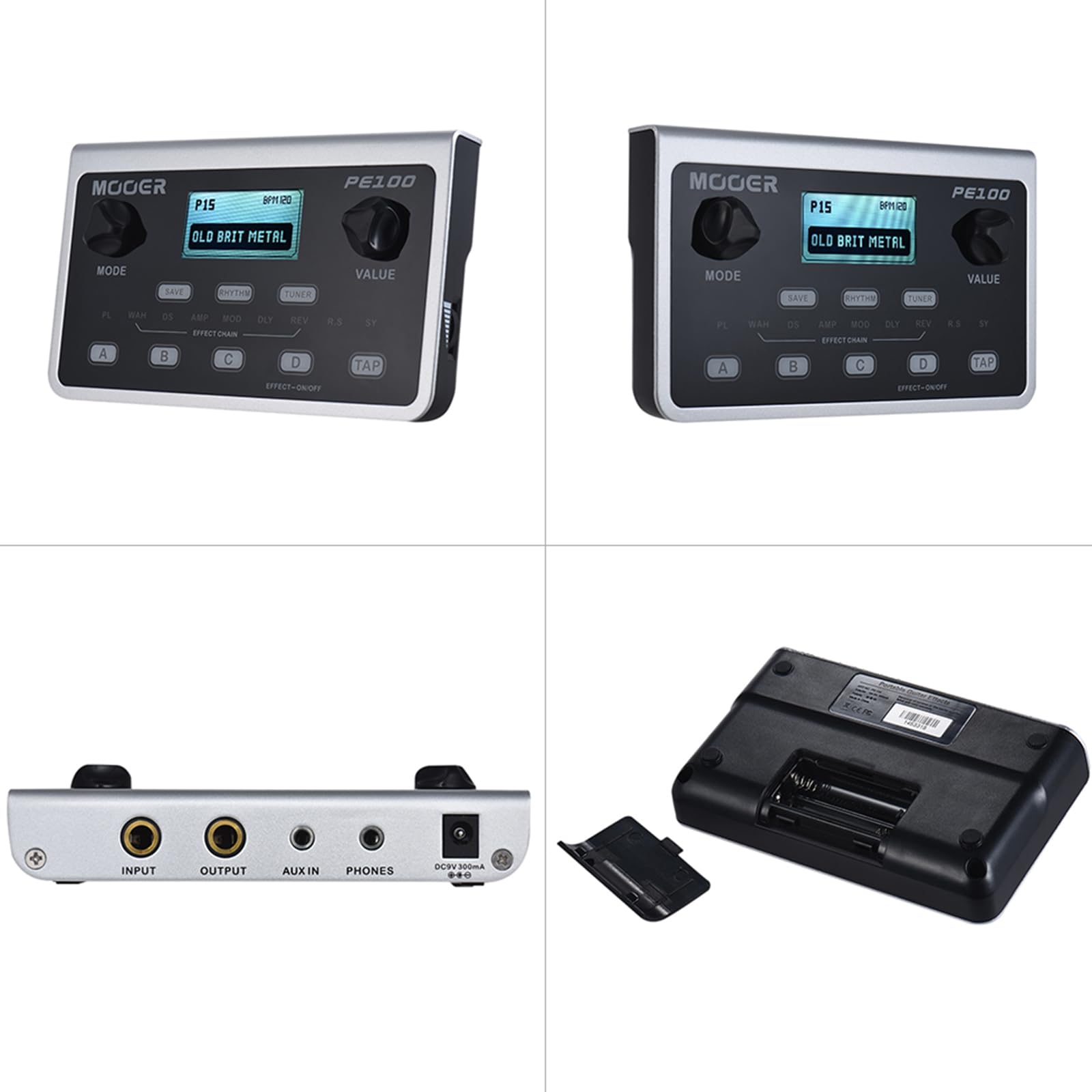 Mooer Effecteur de Guitare électrique Portable, pedale Electrique, Loop Station, effecteur Bureau Complet avec réglage la Machine à Tambour AC100-240 V PE100