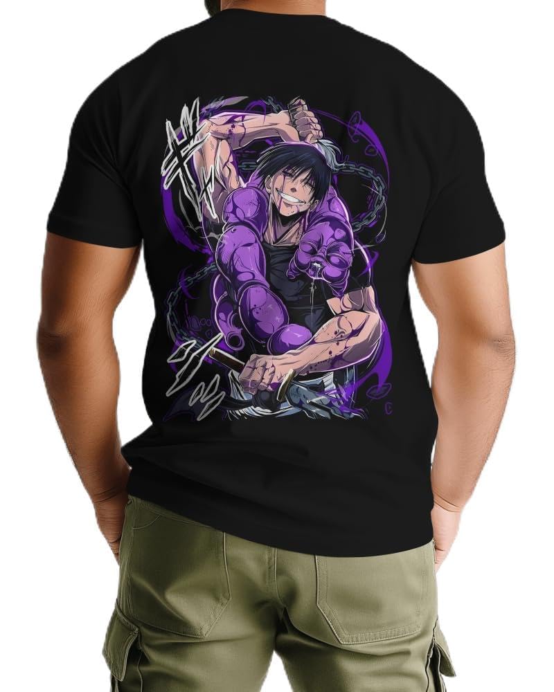 Anime Sorcerer Killer Inspired T-Shirt for Men | Dark Purple Power Warrior Graphic Printed Cotton Tee | Casual Streetwear-image-37