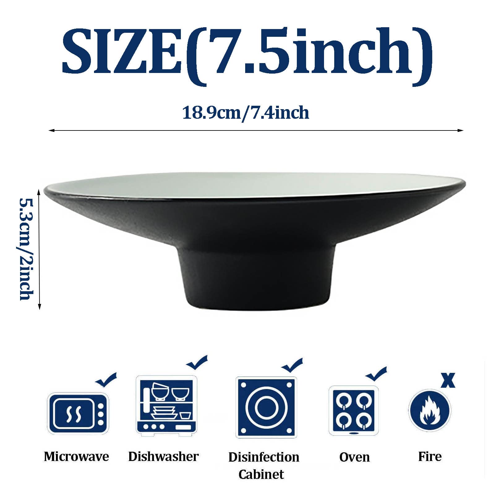2 PCS Tall Tall Tall, 7.5 "Japonés Ramen Bowl Tazones de Fideos Grandes para Sopa Pho Udon Pasta Soba Arroz Fruta Ensalada Cereal Lavavajillas Microondas Caja Fuerte