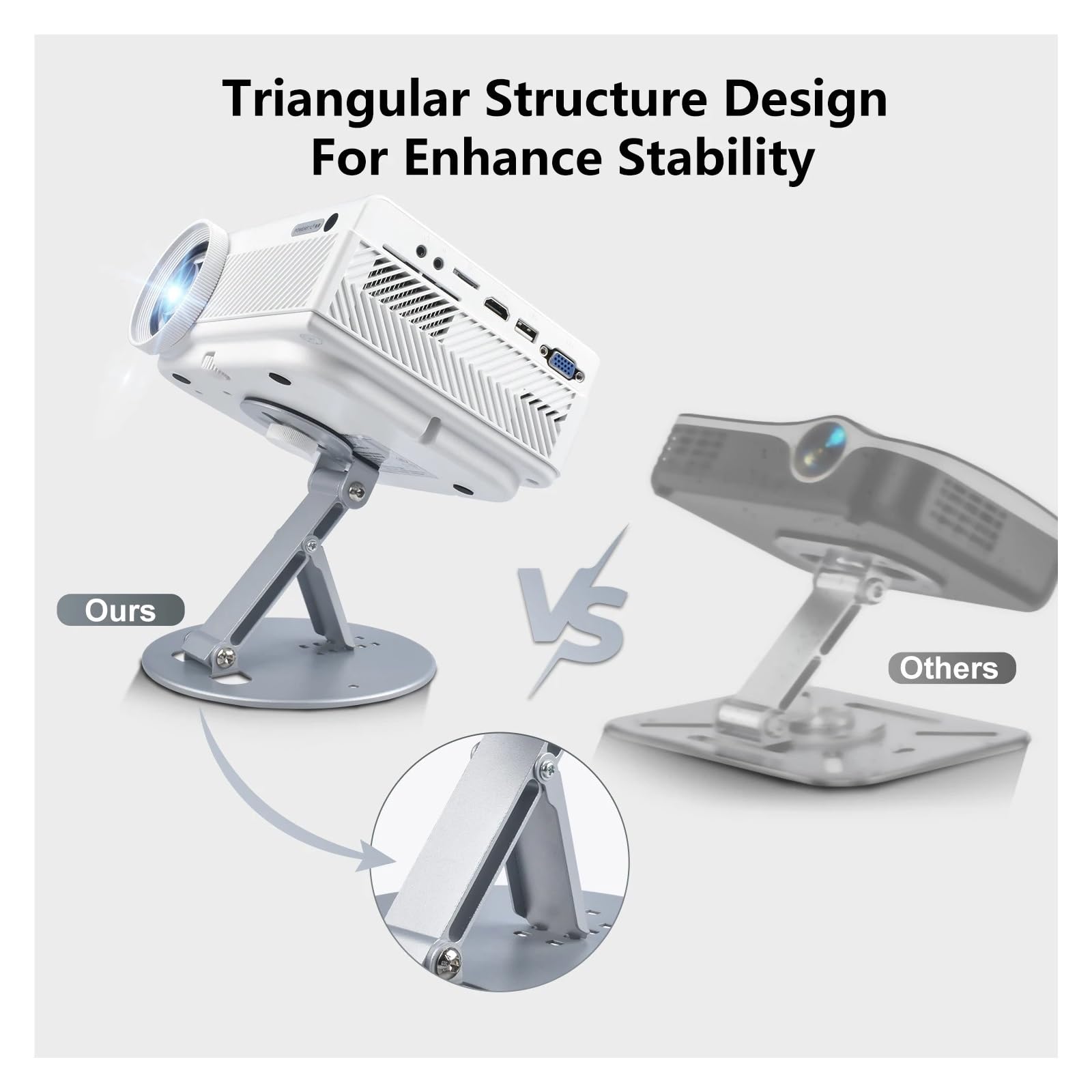 Soporte for Proyector, Compatible con Universal, Tornillo De 1/4 De Pulgada | Soporte de montaje en pared y escritorio 3 en 1 con interfaz de tornillo de 1/4 de pulgada(Silver)