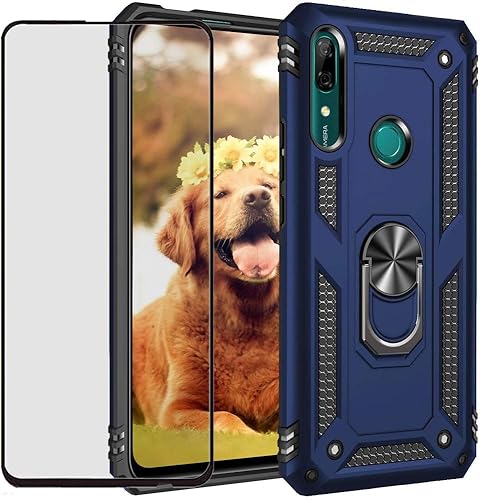 Funda para Huawei P Smart Z  Y9 Prime 2019 con protector de pantalla de vidrio templado, funda híbrida resistente de doble capa, antiarañazos, a