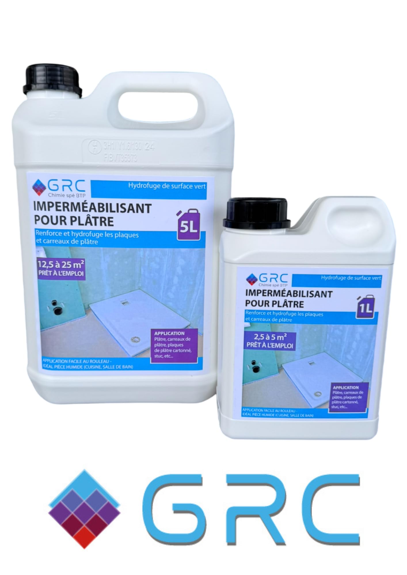 GRC – Imperméabilisant Hydrofuge pour Plâtre 5L – Protection Durable contre l’Humidité – Renforce et Étanchéifie les Supports Poreux – Usage Intérieur