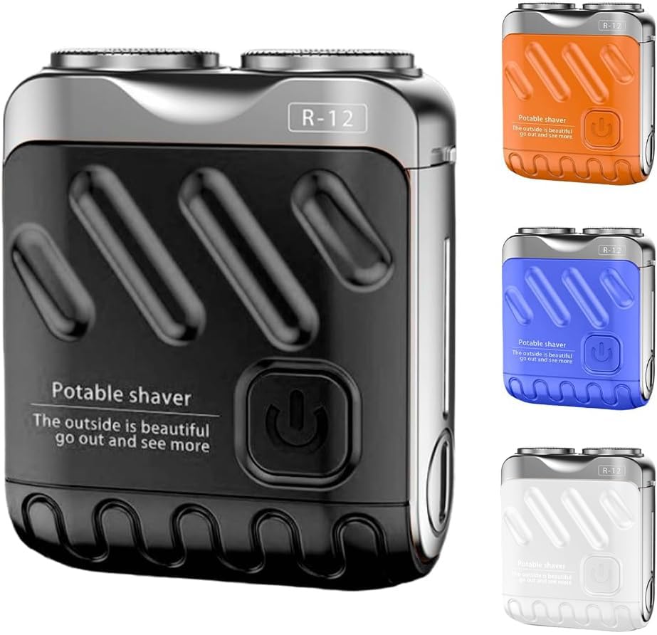 R-12 Equipaje Elektroraver, 2025 Nueva afeitadora de barba Mini y Maletín portátil, Afeitadora portátil Viajero Mini Afeitado para Hombres Impermeable, Hombres para Hombres (Negro)