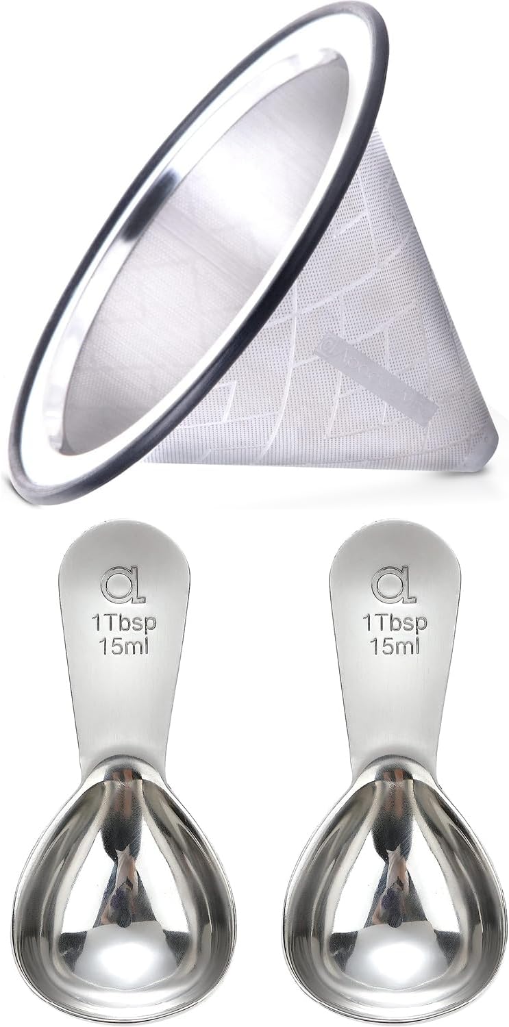 Silver - Coffee Filter Pattern #1 + Coffee Scoop (1 tbsp)
