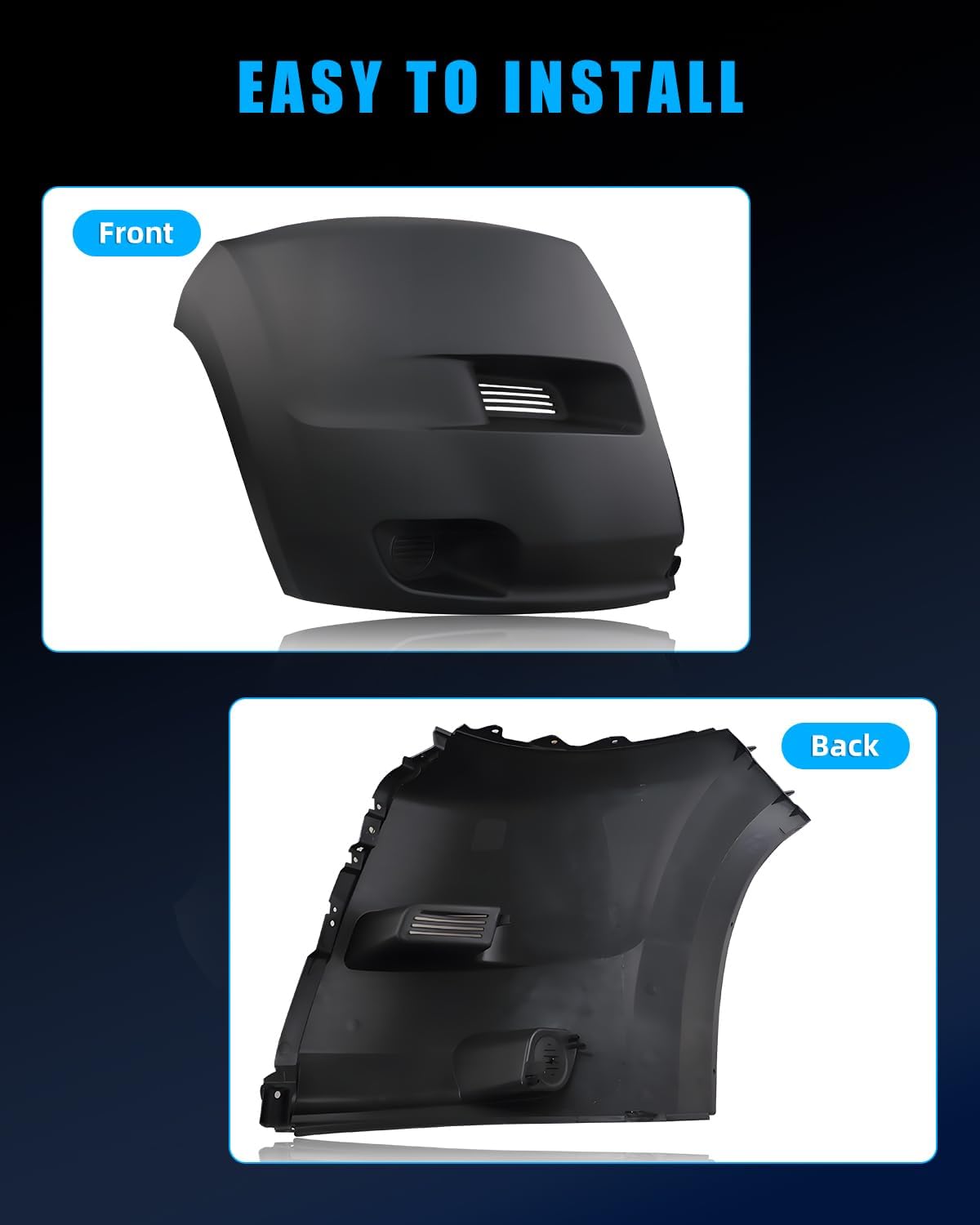 Front Right Passenger Bumper Corner Cover Side End Cap with Flare Molding Trim (No Fog Light) for 2014-2018 RAM Promaster 1500/2500/3500 (3.0L I4, 3.6L V6) Cargo Van 4 Door, Replace 1ZT91LAHAA