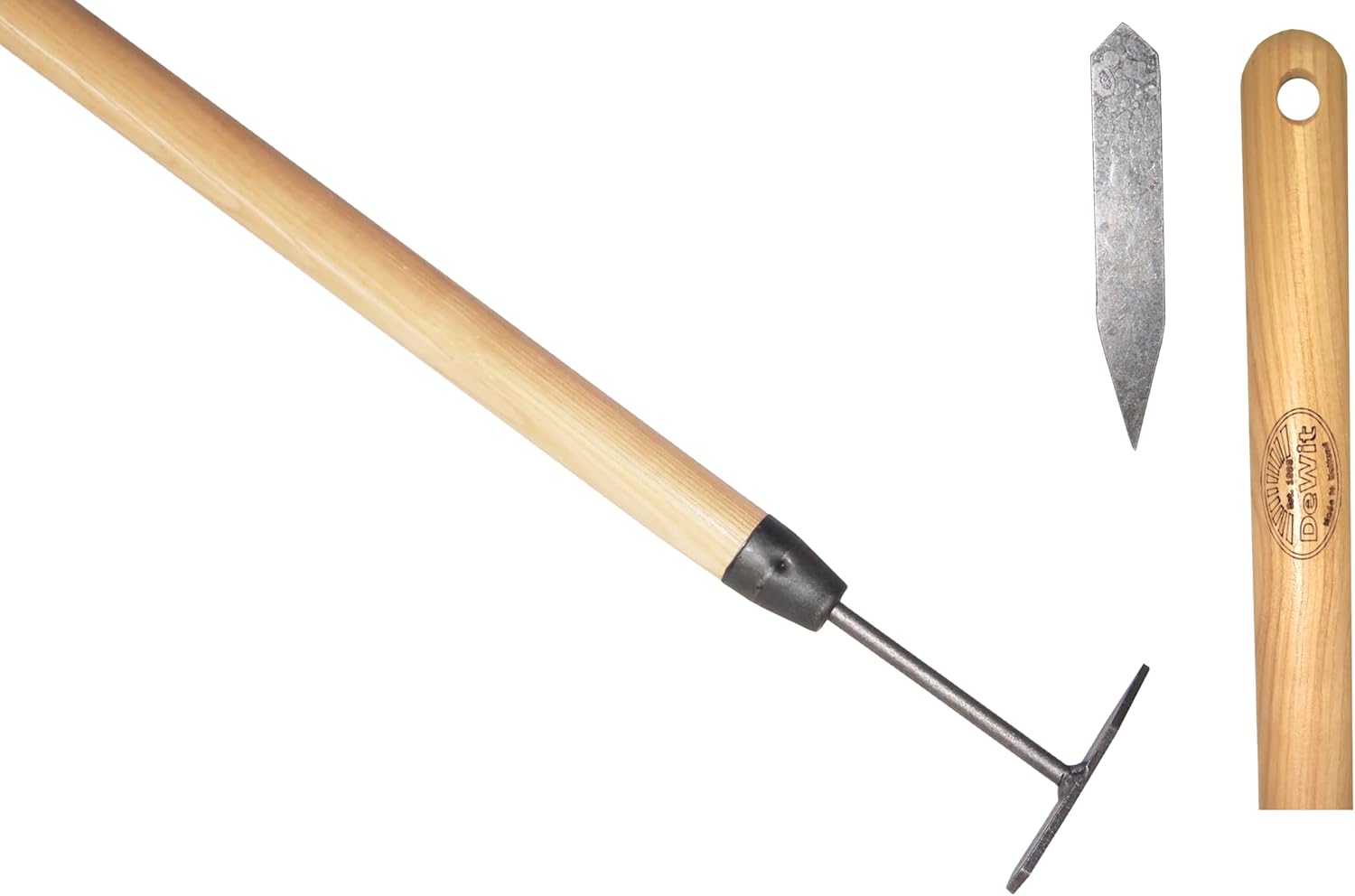 Dewit Long Handle V-Groove Paver Cleaner – 60” | Tempered Boron Steel Head with Ash Wood Handle | Weeder and Joint Cleaner for Pavers, Bricks & Tight Spaces | Lightweight Garden Tool (1 lb)