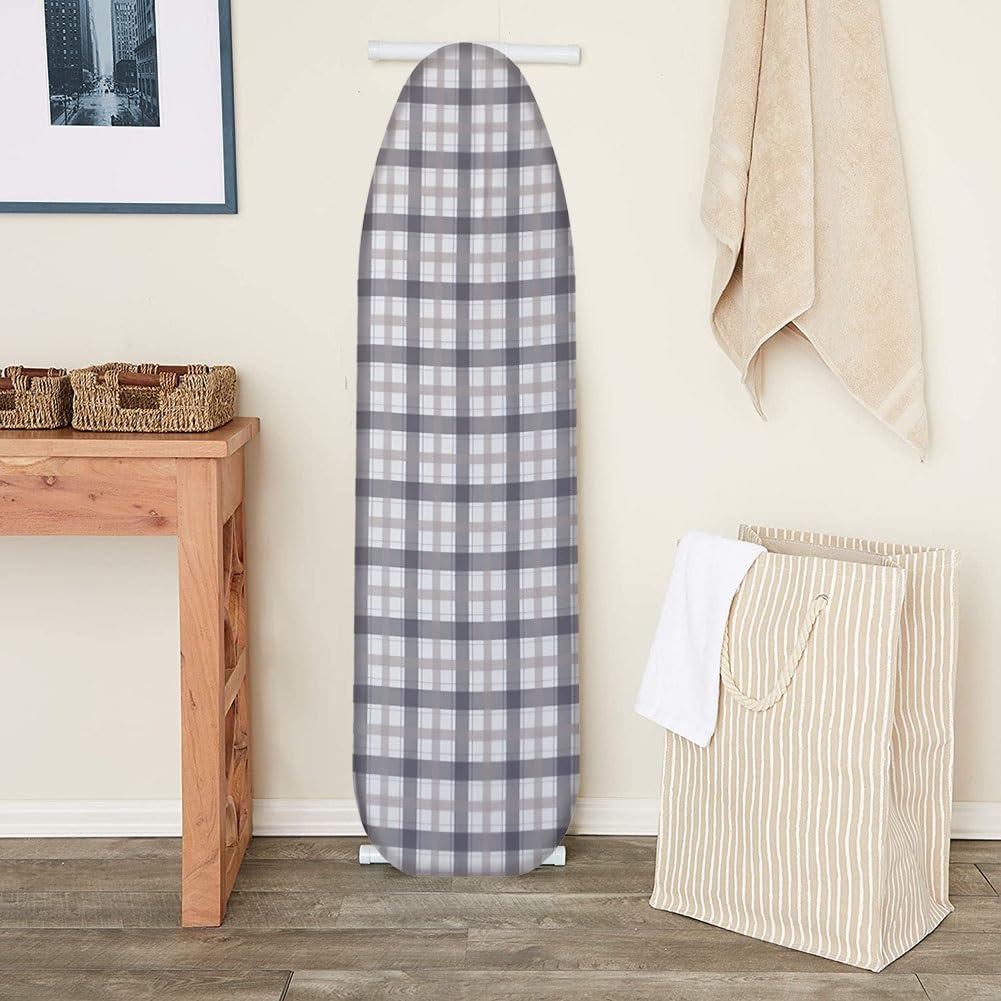 Funda para tabla de planchar resistente y almohadilla gruesa resistente a las quemaduras, borde elástico ajustable de 46.8 x 17.7 pulgadas (marrón) – perfecto para un fácil planchado y uso