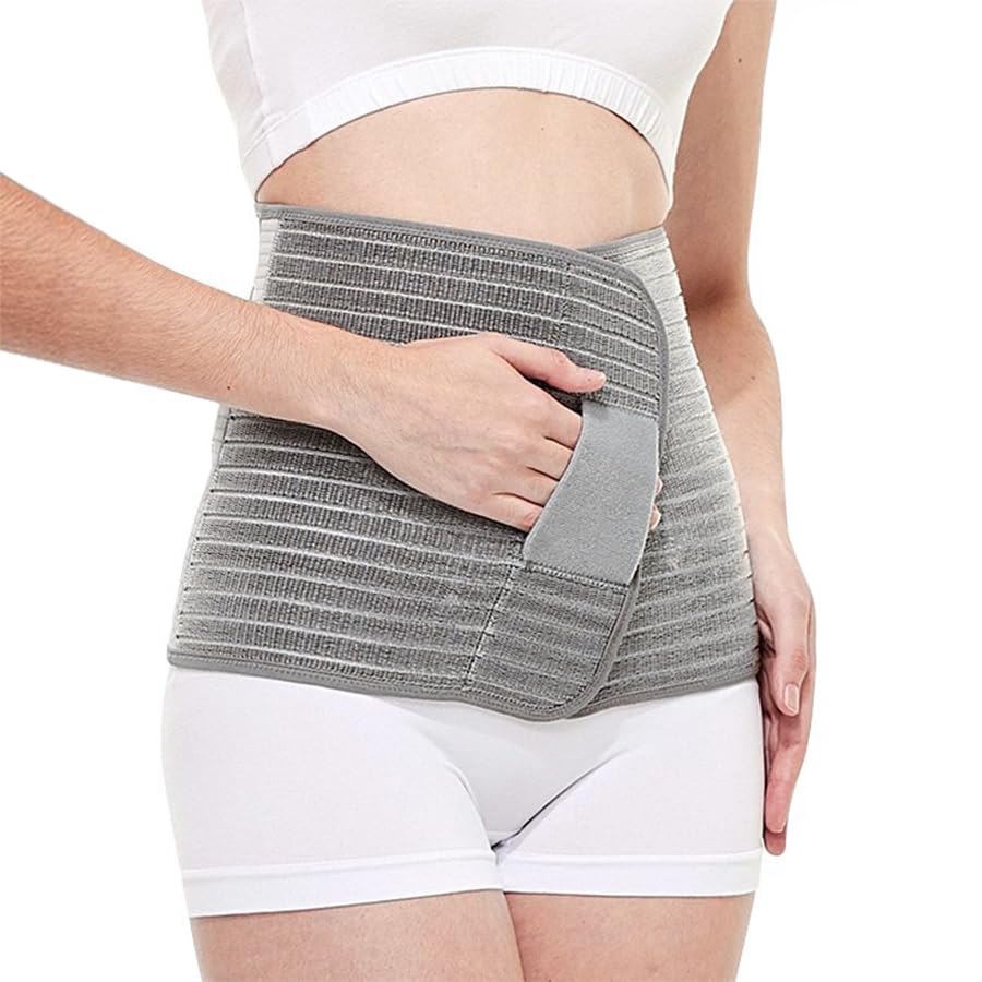 Mama Sue's Postpartum Recovery Belly Wrap Waistband or Post Surgical Adjustable Girdle, Great for Back Pain and Abdominal Compression (Small/Medium)