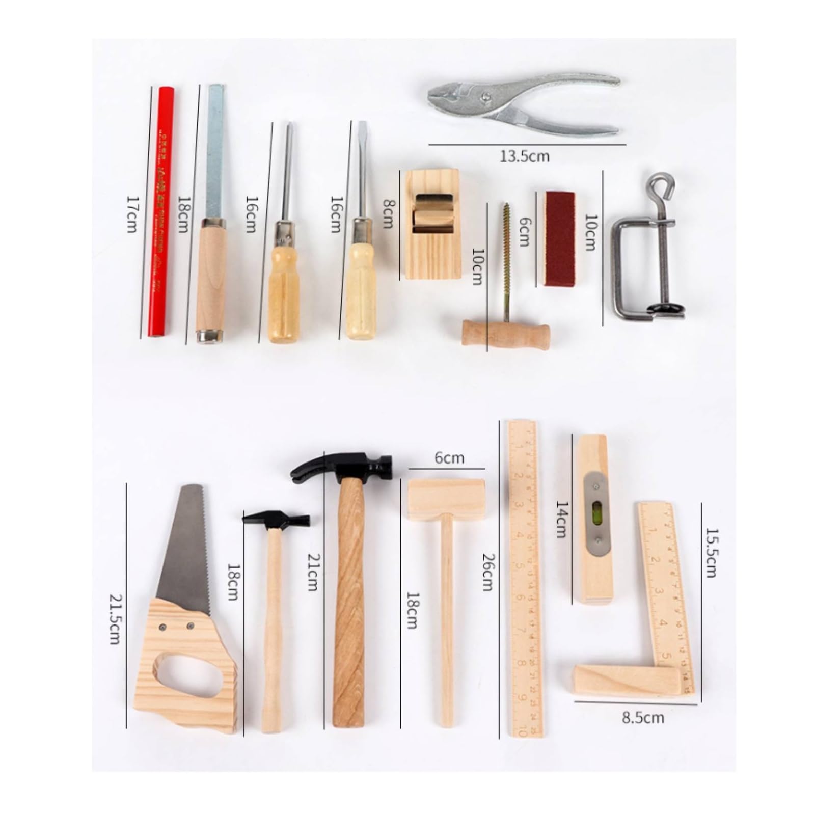 Banco da Lavoro Bambini Set Giocattolo Falegname Simulazione Strumenti in Legno con Manico Superficie Stabile Metallo Adatto per Gioco di Ruolo Educazione Domestica Regalo Bambini