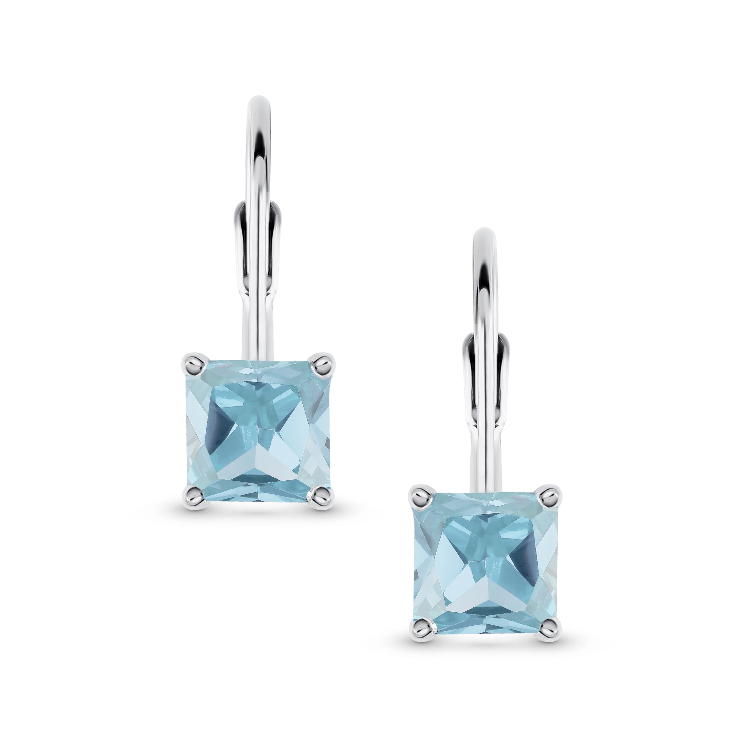 Klassische Braut 1-2 Ct Simulierte Edelstein Cubic Zirkonia Quadrat Prinzessschliff Solitaire Quadrat AAA CZ Leverback Ohrringe Für Frauen, Vergoldet Mit .925 Sterlingsilber In Geburtssteinfarben