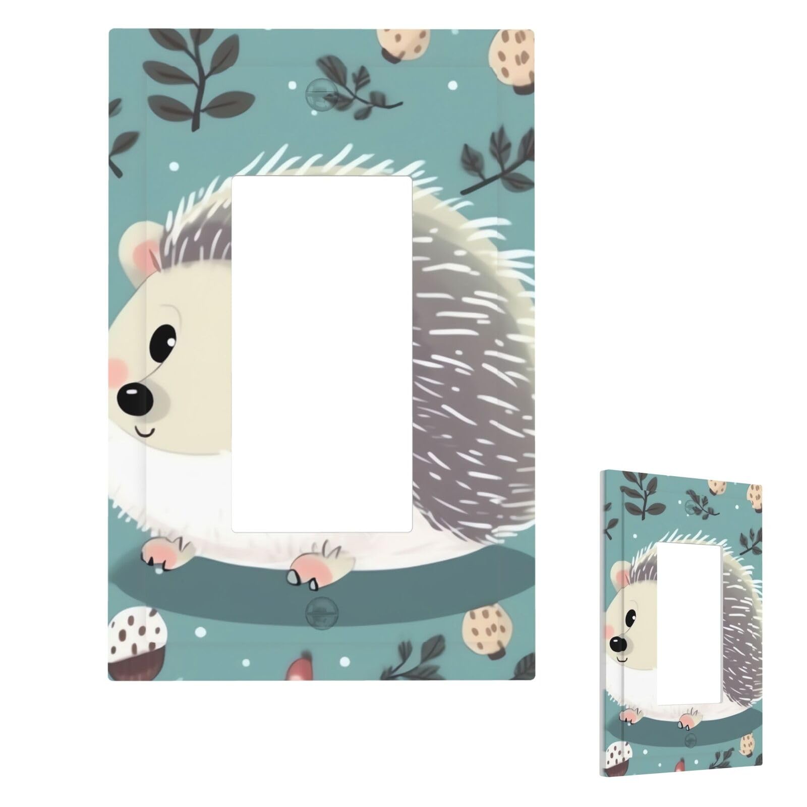 Fekiloot 1 Gang Cute Cartoon Hedgehog Wall Plate Cover Modern Decorative Light Switch Cover Unbreakable Receptacle Outlet Covers For Living Room Bedroom Home Decor