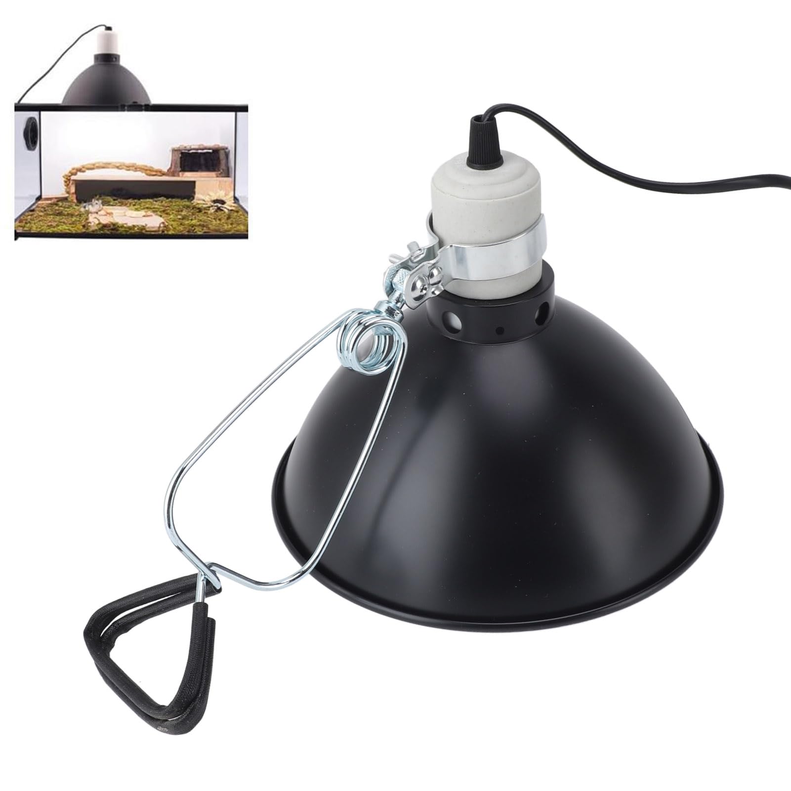Fdit Paralume Riscaldante per Rettili con Luce UVA UVB, Materiale Metallico, Potente Calore da 300 W per Vari Rettili (Spina europea 220 V)