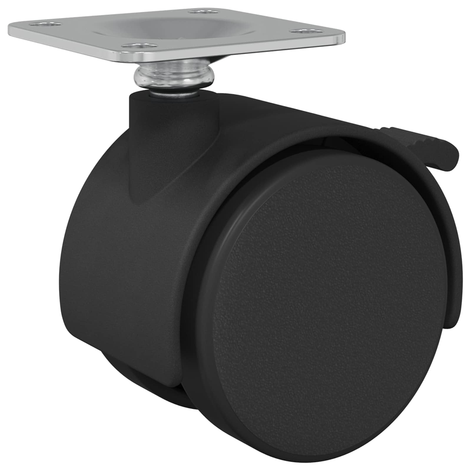 12 ruedas giratorias negras 39,5 x 39,5 x 37,8 mm de hierro y polipropileno, no dañan el suelo, silenciosas, giratorias, para muebles, carros de taller, palés y carros de transporte
