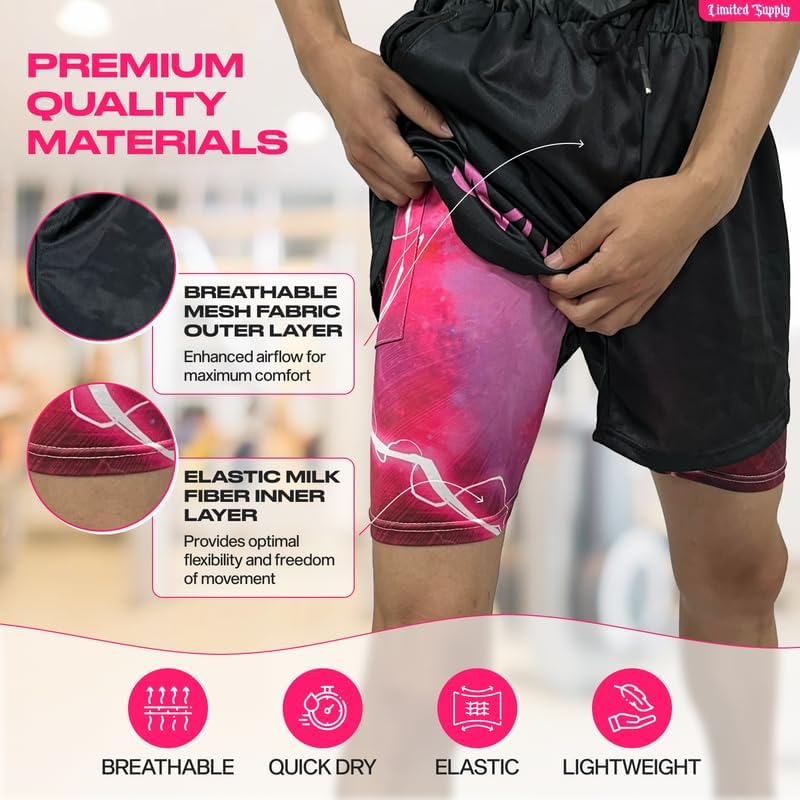 CROWN Anime Shorts - Breathable Stretch Compression Gym Short with Pockets and Towel Holder - Image 2