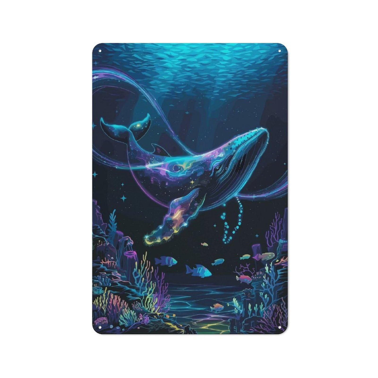 Junmoney Cosmic Whale Underwater Metal Wall Sign 30X20cm Featuring For Pub Or Café, For Pub Decor Enthusiasts, For Retro Home Interiors