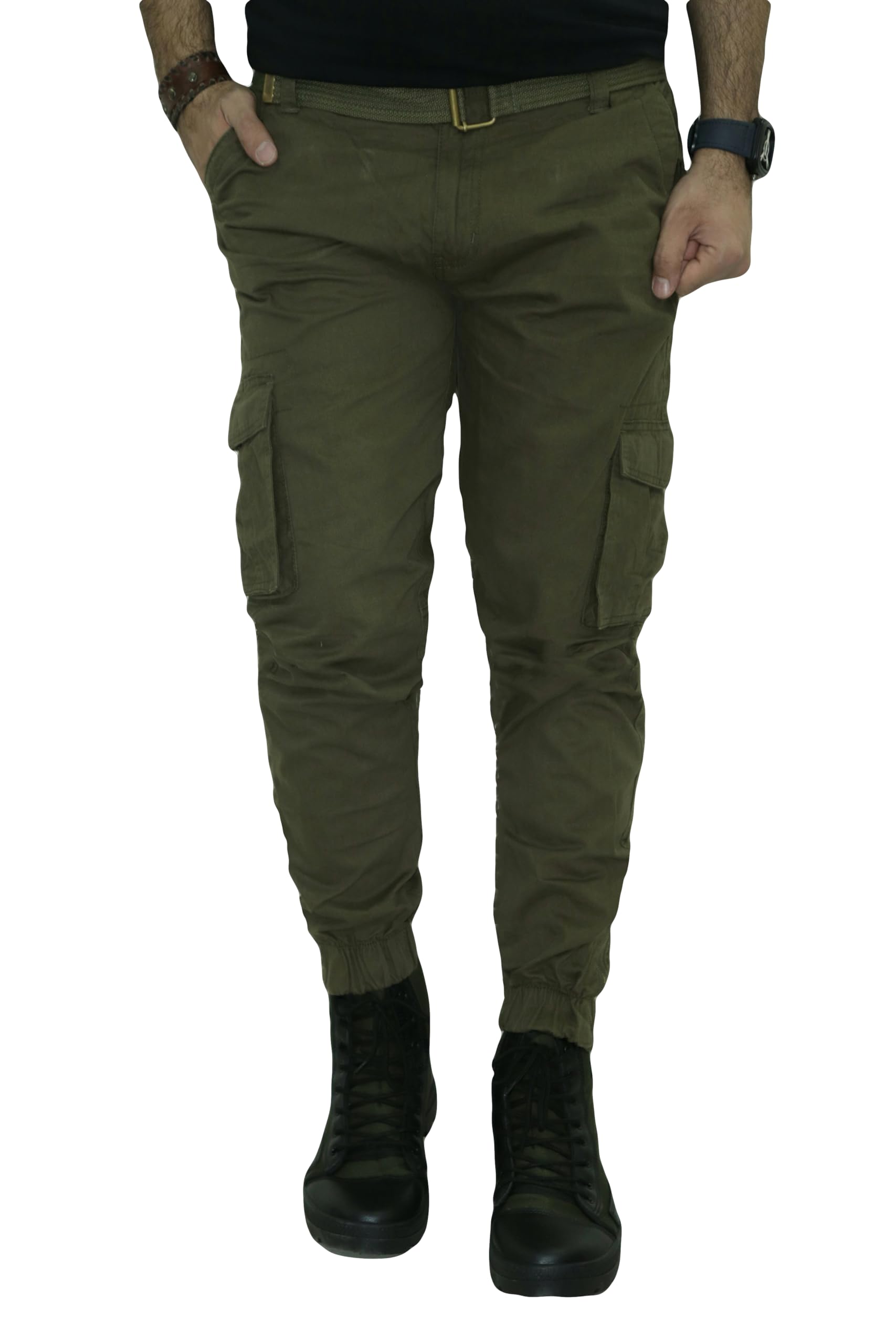 urban legends 6 Pocket Relaxed and Regular Fit Mid Rise Cotton Cargo Jogger Pants for Men. Design for Casual and Sporty Look (32) Green-picture-14