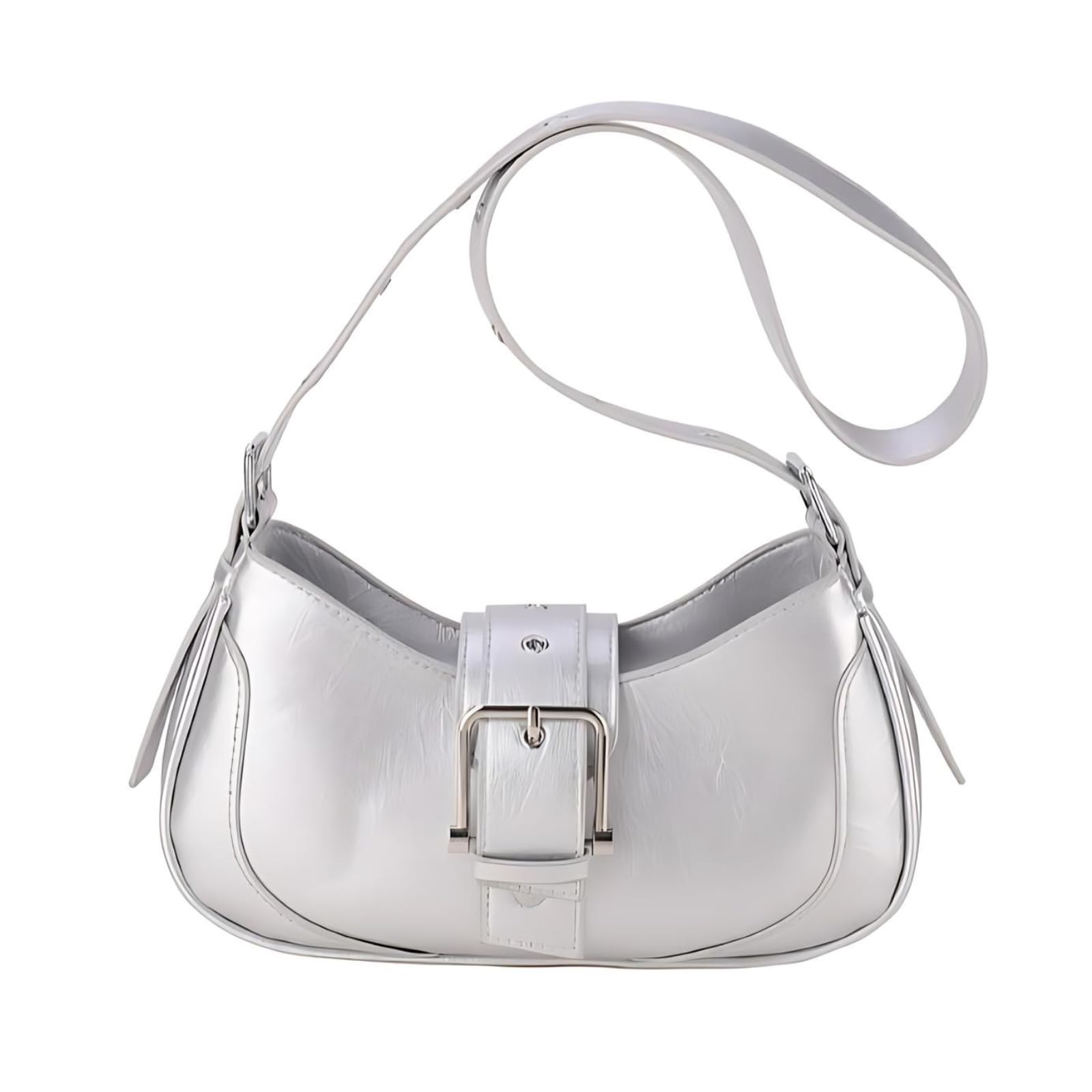 シルバーショルダーバッグ Amazon | [ハルジオ] ホーボーバッグ ハーフムーンバッグ