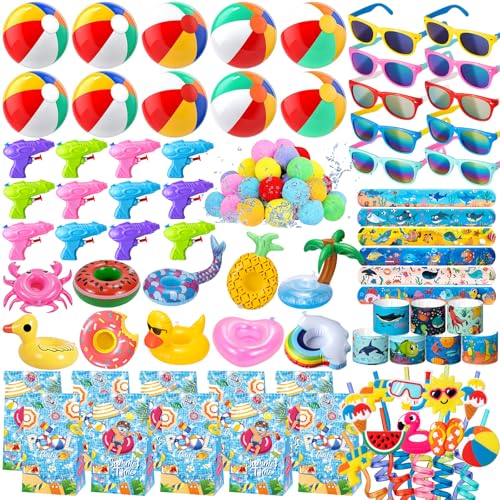 DMIGHT Pool Party Favors, 85 PCS Beach Party Favors Party Bag Stuffers for Kids, and More for summer party favors, luau party favors, Birthday Party Supplies