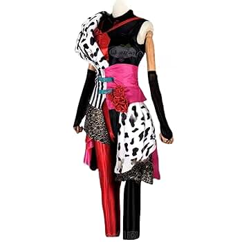クルエラ風 コスプレ衣装セット クルエラ 衣装 Dハロ 仮装 ウィッグセット ウィッグキャップ付き
