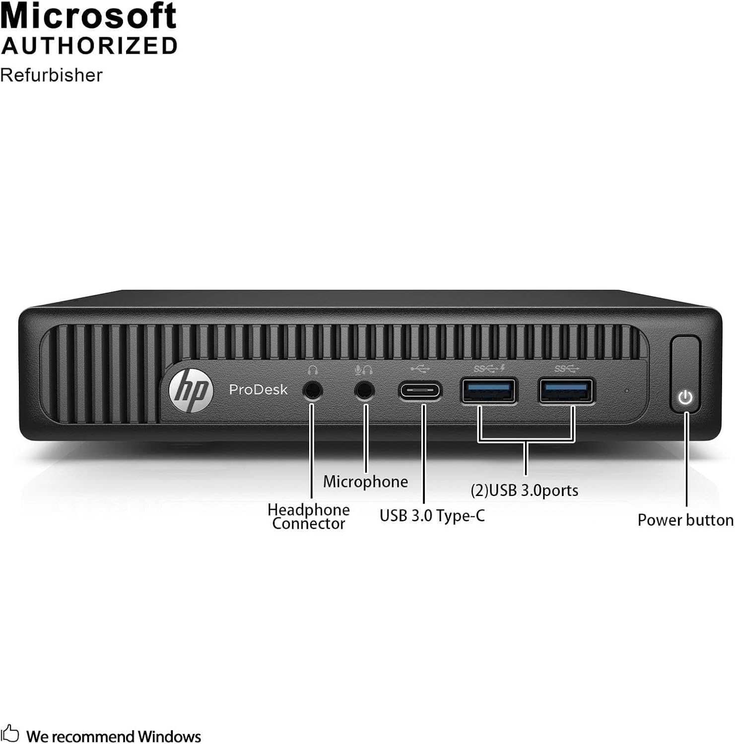 HP Prodesk 600 G2 Mini Ordinateur de Bureau, Intel Core i5-6500T, 8 Go de RAM, SSD 256 Go, WiFi, Bluetooth, Clavier QWERTY américain, Windows 11 Pro (Reconditionné)