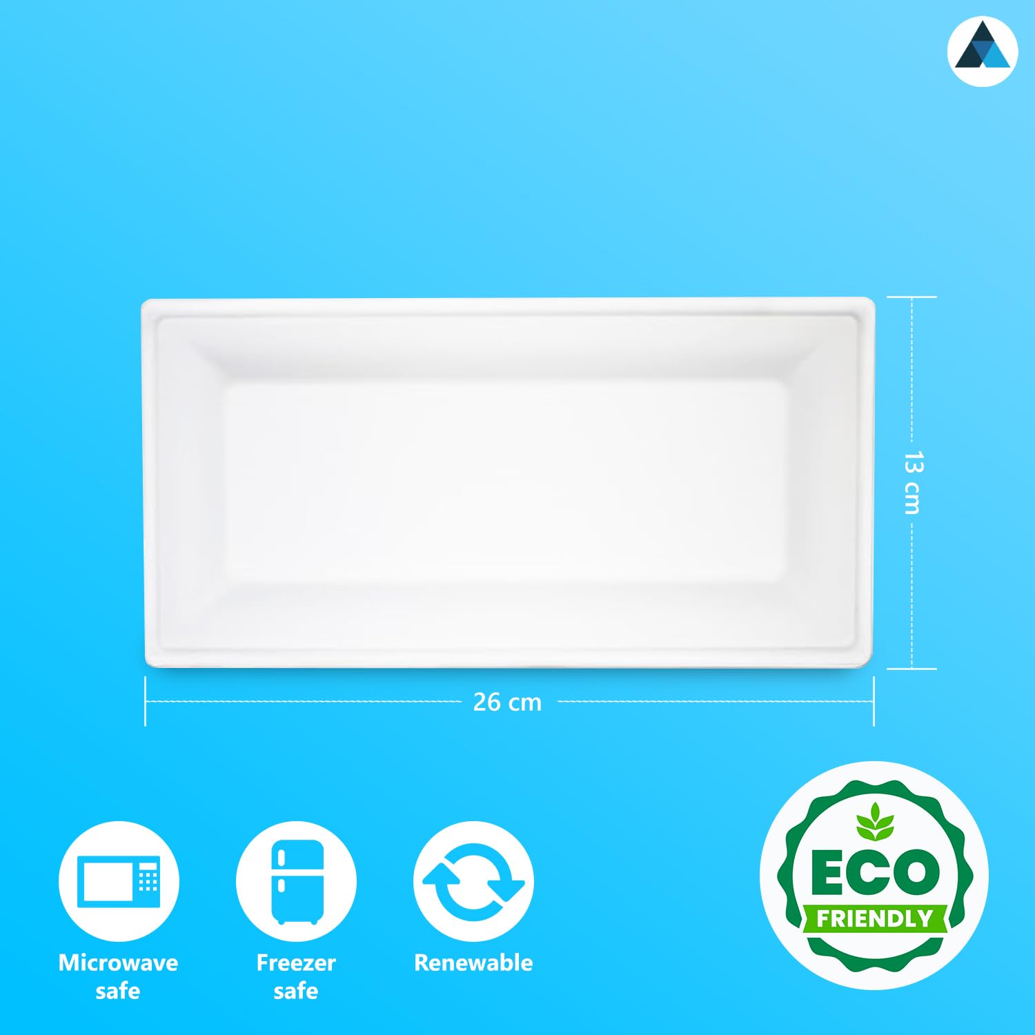 Platos rectangulares ecológicos de caña de azúcar natural, biodegradables, compostables para entrantes, aperitivos, platos antipasti, paquete de 500 unidades, 26 x 13 cm