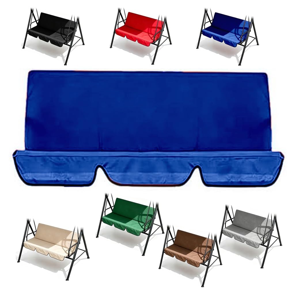 LARAKVEAKV Patio Swing Cushion Cover, 60x20x20in Courtyard Garden Hammock Top Replacement 3‑Seat Cushion Cover Red Swing Seat Cover Cushion 210D Oxford Fabric(Blue)