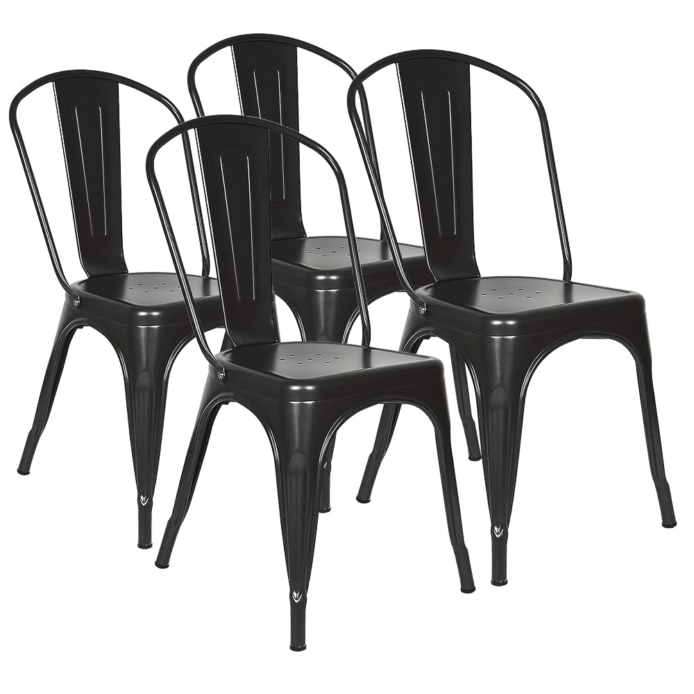 LANTUS Lot de 4 Chaises de Salle à Manger Empilables en Métal Style Industriel Vintage, Convient pour Une Utilisation Intérieure et Extérieure, Chaise de Jardin,85 * 45 * 45cm