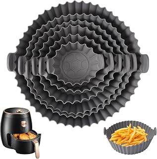 6 Piezas Bandeja de Silicona para Freidora de Aire, Moldes Silicona Freidora Aire, 6 Tamaños Bandeja Silicona Air Fryer, Cesta Silicona Air Fryer para Hornos, Microondas, Freidoras de Aire Caliente