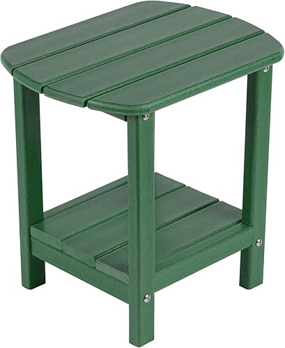 nalone Adirondack - Mesa auxiliar para exteriores de 16.5 pulgadas, mesa auxiliar de plástico HDPE doble Adirondack para patio (verde)
