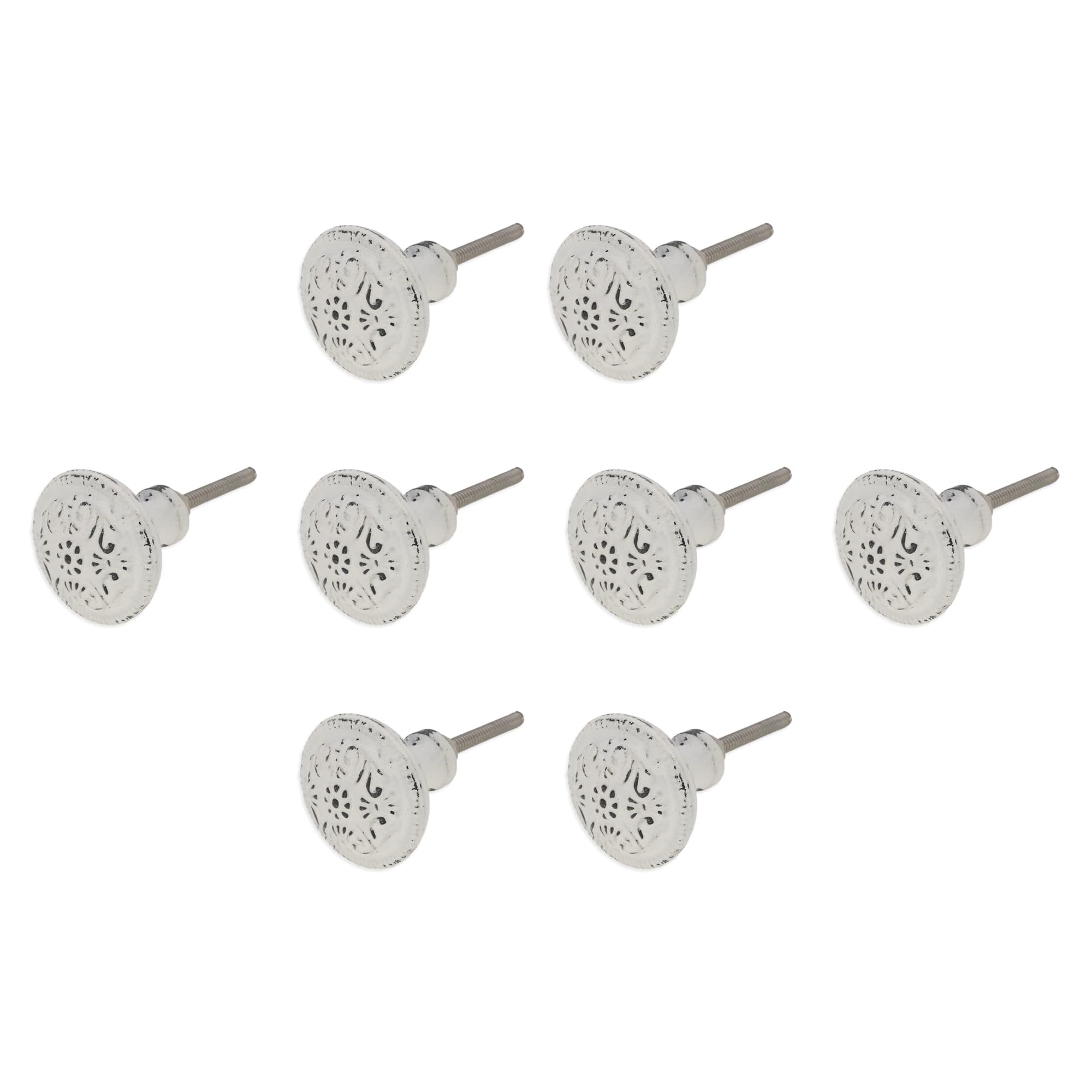 Boutons d'armoire ronds fonte motif floral antique 40mm