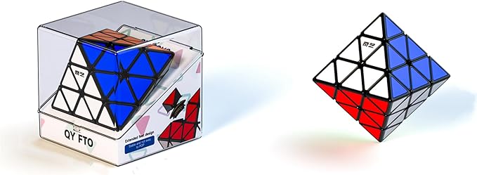 QiYi FTO Face Turning Octahedron Black Stickerless, Octahedron Speed Cube (Standard Version)