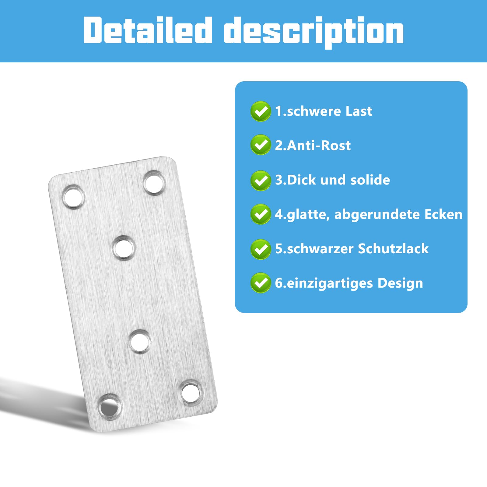 10 Piastre Di Giunzione In Acciaio Inox 80x40mm - Con 60 Viti Per Riparazione Legno - Foto 12