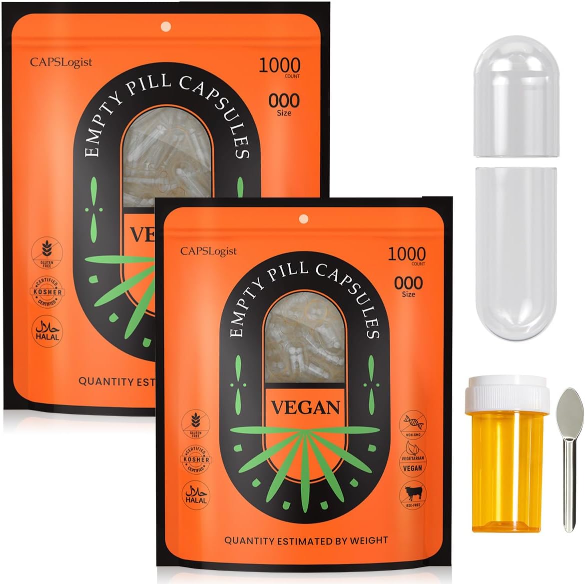 Amazon.com: Pill Capsules Empty Vegan Size 000 Separated Capsules, 1000 ...