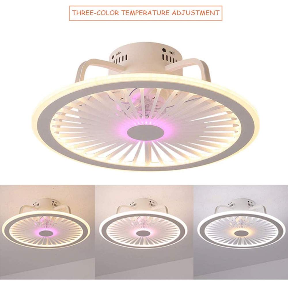 Wentylator sufitowy z oświetleniem LED, regulowana prędkość wiatru, niewidoczny, bardzo cichy, z możliwością ściemniania, 56 W, nowoczesny wentylator sufitowy, sypialnia, pokój dzienny, jadalnia, biały